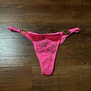 Victoria's Secret Pink Lace Thong with Heart Details